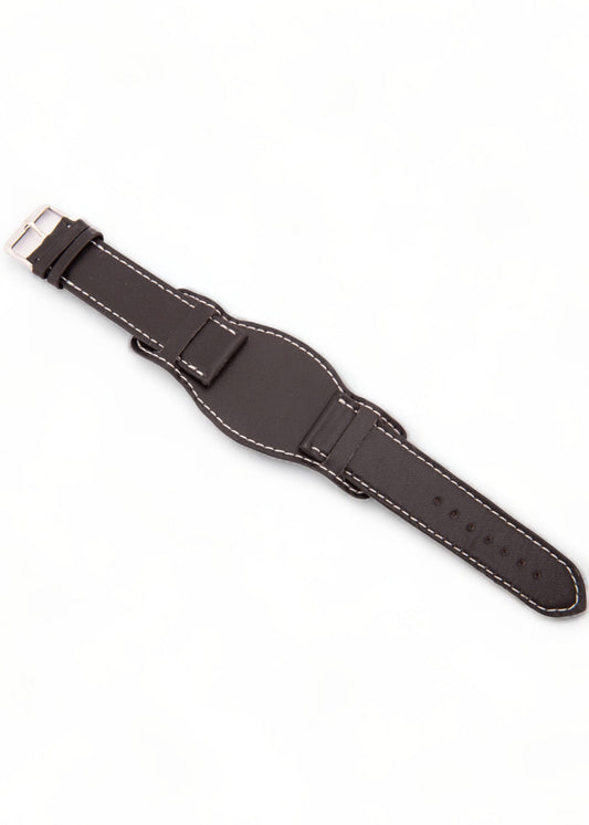 Black watch strap on a white background