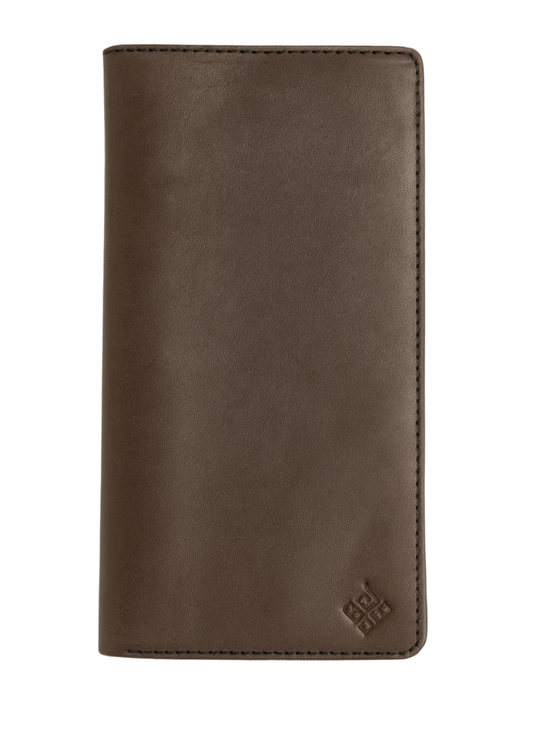 Brown leather wallet on a white background