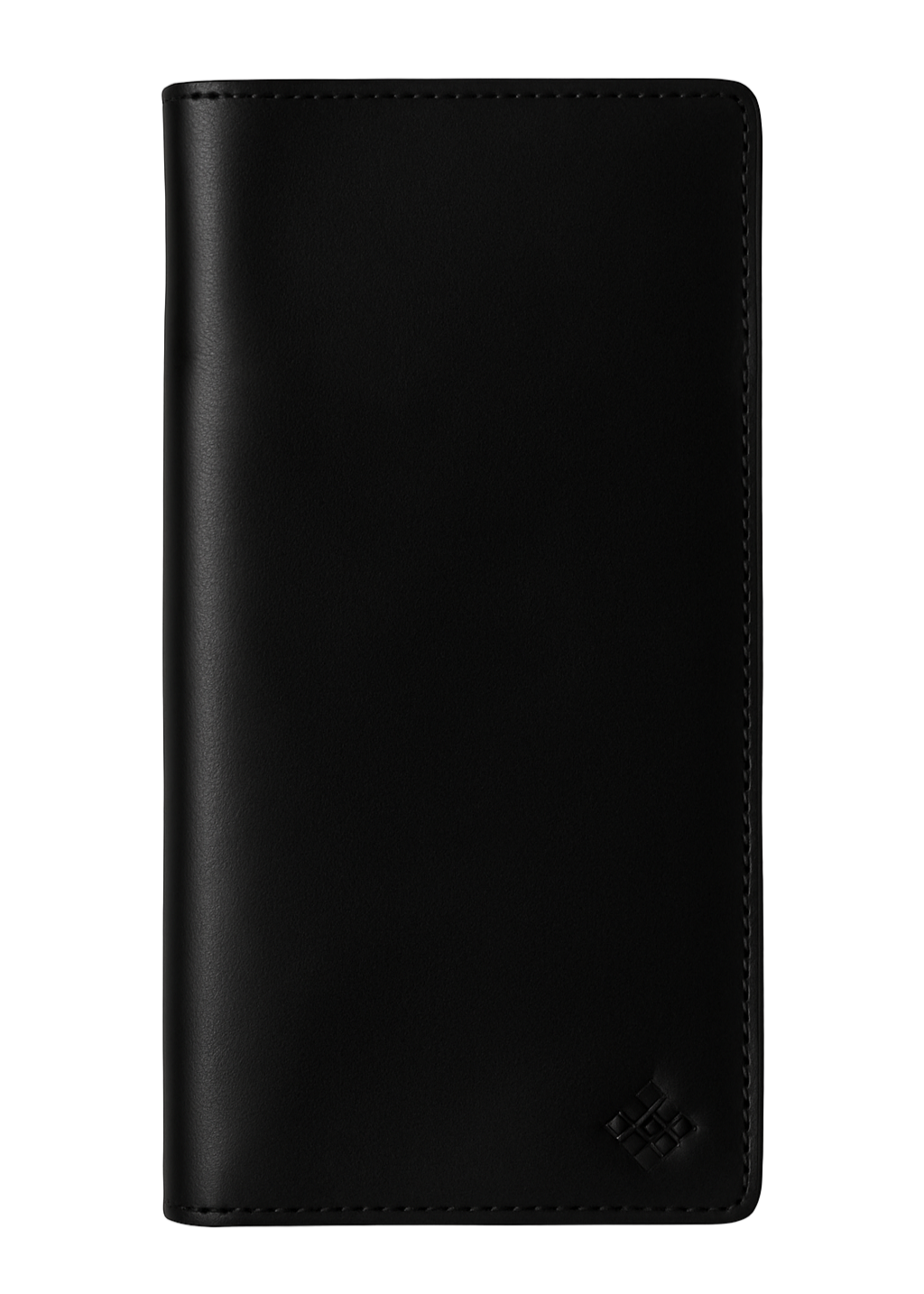 Black phone case with a brand logo on a white background