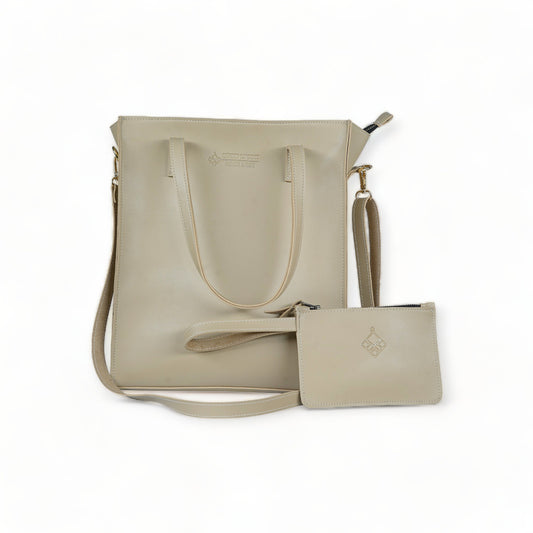 Premium Leather Handbag Beige