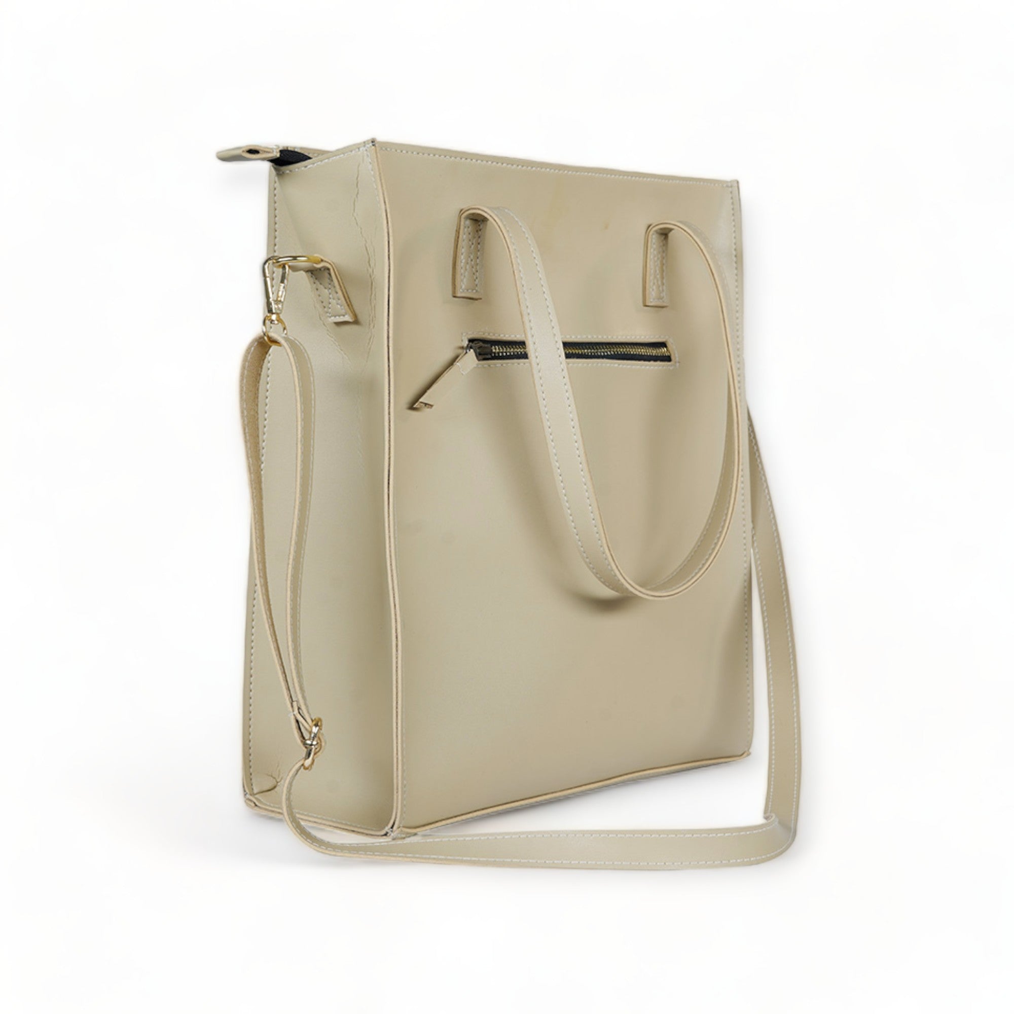Premium Leather Handbag Beige