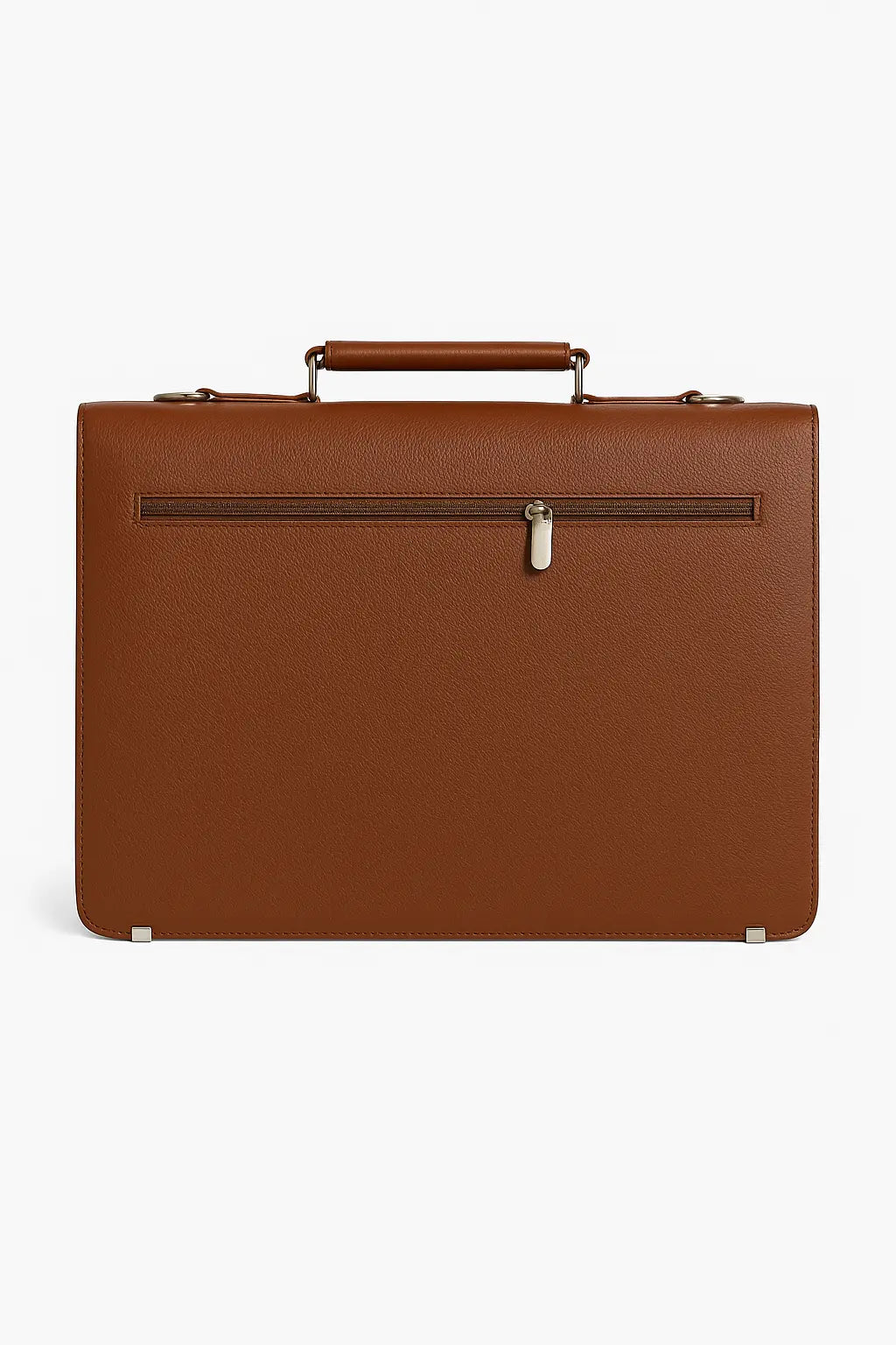 Brown leather briefcase on a white background